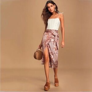 NWOT lulus midi wrap around skirt